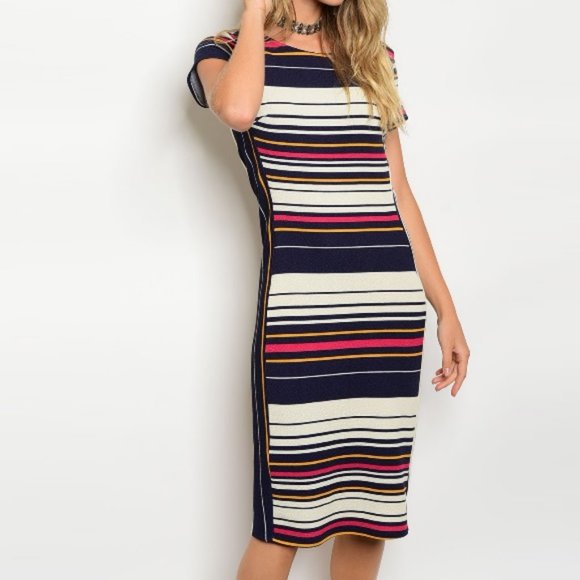 Dresses & Skirts - stripe midi sheath dress